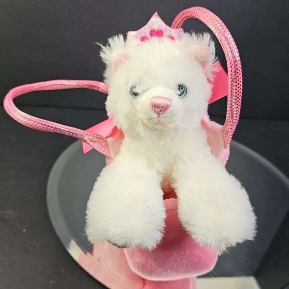 Aurora World Princess Kitten Carrier Fancy Pals Purse With White Plush Cat 7” - Picture 3 of 15